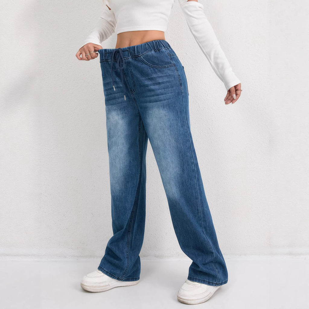 Fashionable Straight-Leg Denim Jeans For Women