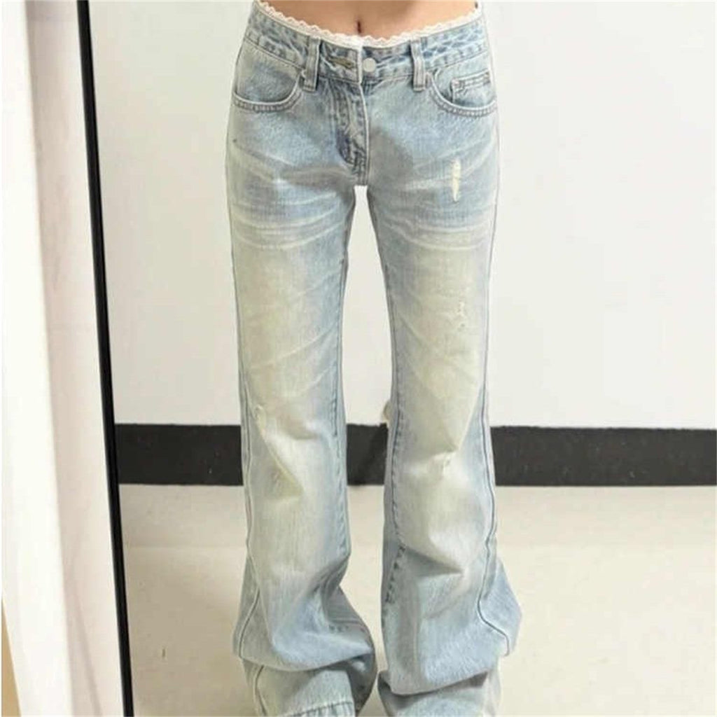 Women's Washed Slim Flared Trousers