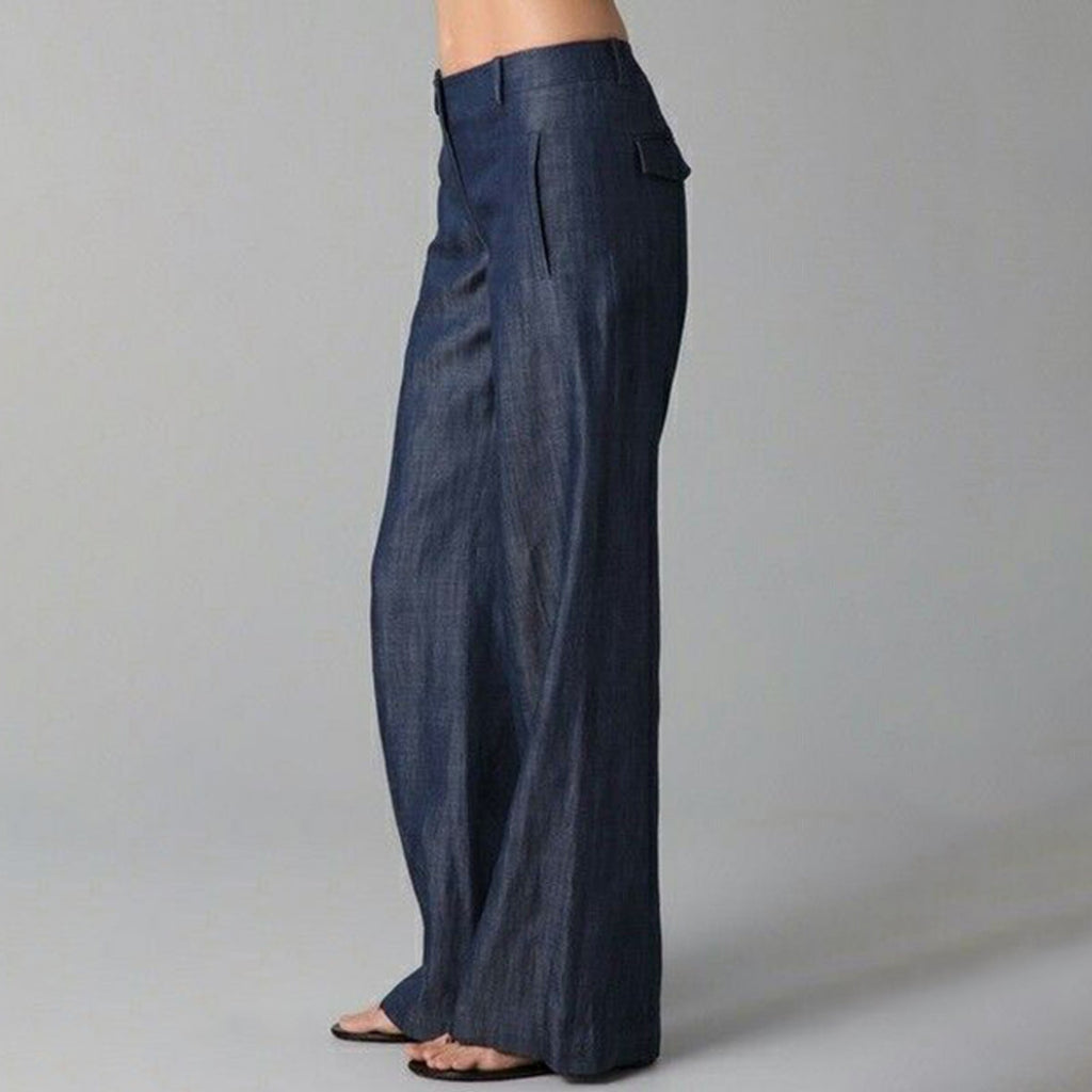 Womens Retro Striped Cotton-Linen Casual Pants
