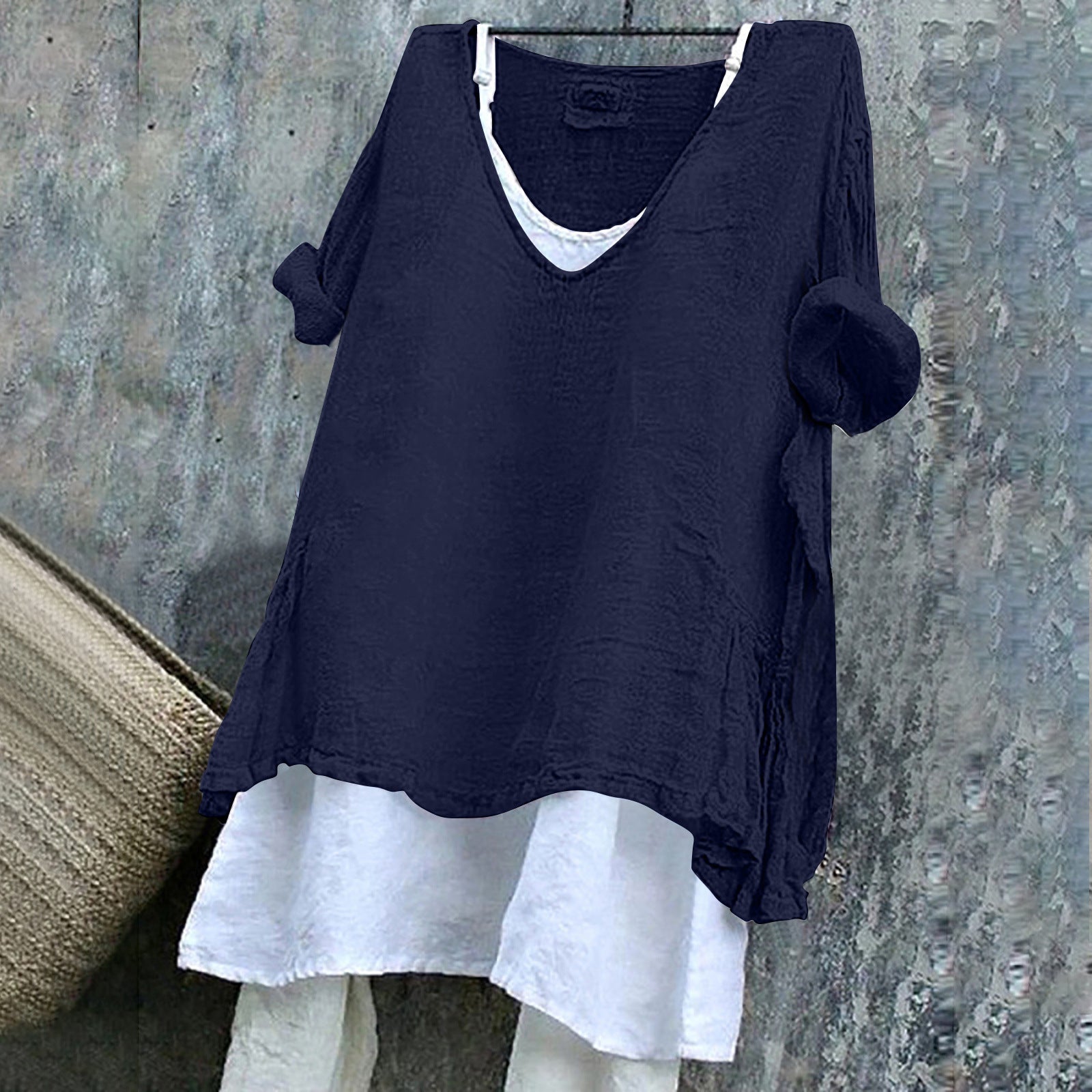 Women's V-neck Short Sleeve Printed Top Excluding Linin